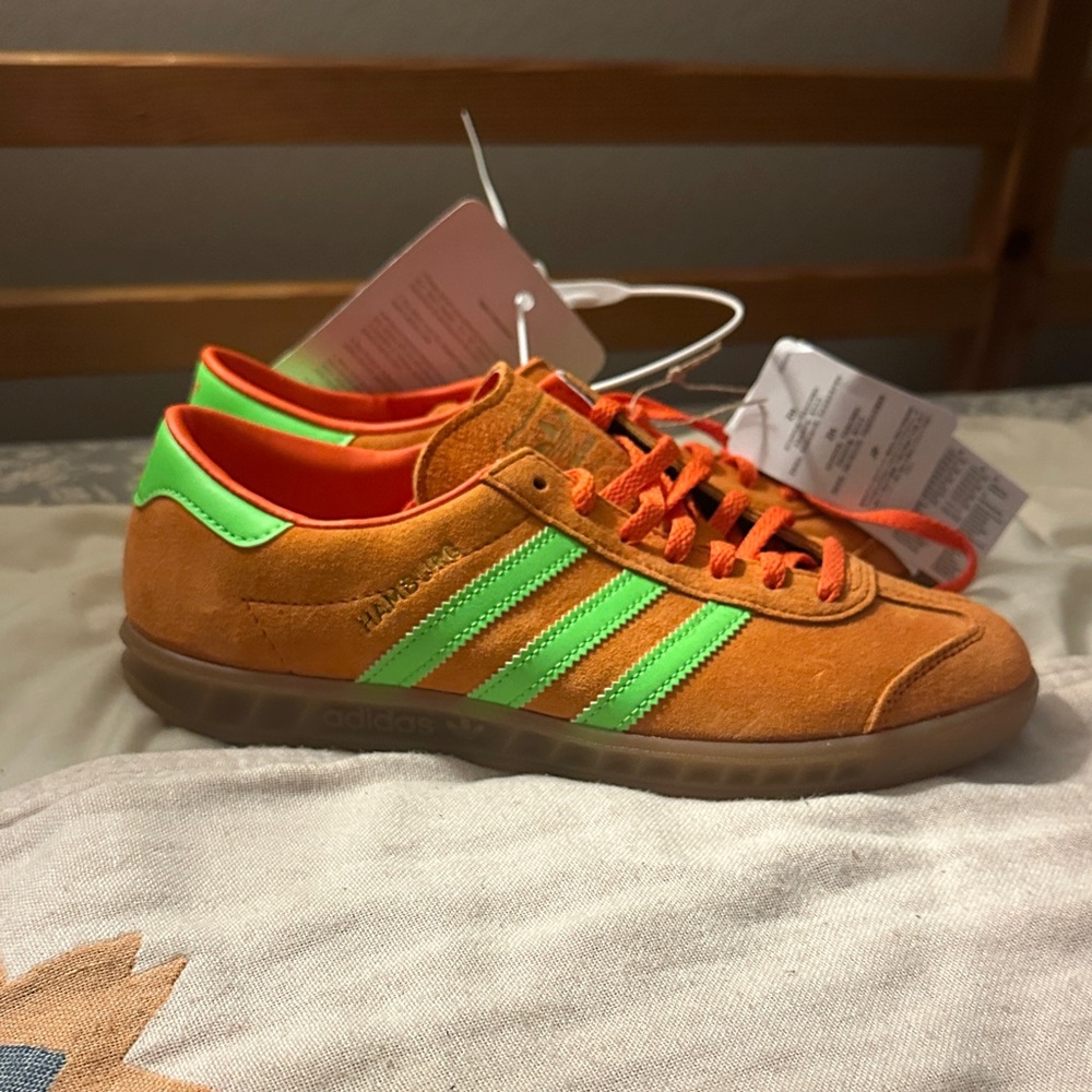 Adidas  adidas Hamburg
Orange Solar Green Bright Orange and Neon Green Sneakers
